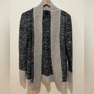 Madison Lilly Black, White and Beige Open Front Cardigan Sweater - Womens Medium